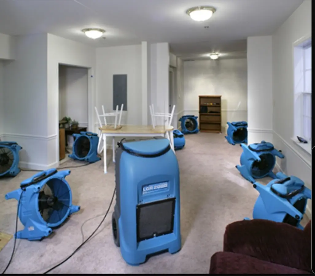 Air movers and dehumidifier setup for Water Extraction & Removal in Discovery Bay